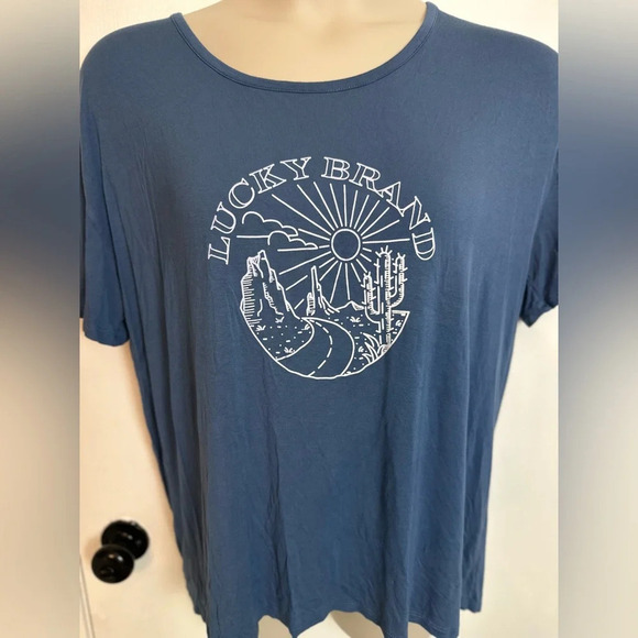 Lucky Brand Tops - Lucky Brand Blue graphic roadtrip Soft Oversized T-shirt Size XXL #1349